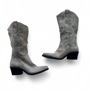 Pull&Bear Tan Suede Heeled Western Boots Like New